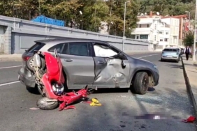 Sarıyer’de "U" dönüşü yapan otomobil motosikletle çarpıştı: 1 ağır yaralı