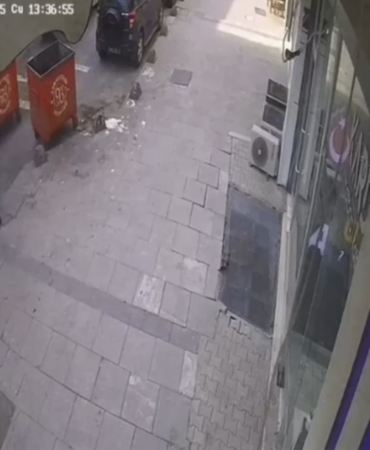 Arnavutköy’de şiddetli rüzgar nedeniyle vatandaşlar zor anlar yaşadı, çöp konteyneri kaydı