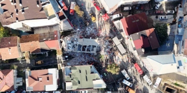 Gebze’de çöken bina havadan görüntülendi