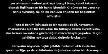 Eren Elmalı: "Bu dosyada adımın yer almasının nedeni, yaklaşık 5 yıl önce kendi takımım dışında ilgili yapılan bir bahis işlemidir"