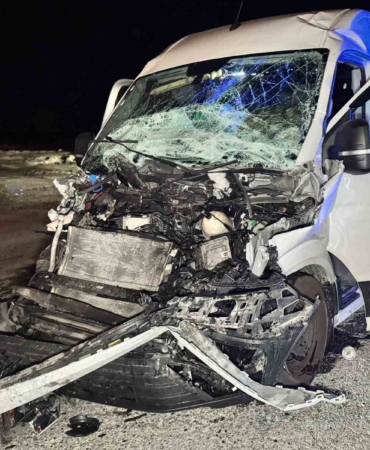 Edirne’de tıra çarpan panelvan hurdaya döndü