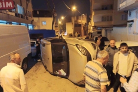 Kontrolden çıkan otomobil yan döndü: 1 yaralı