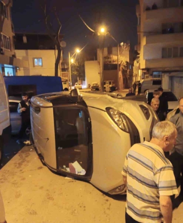 Kontrolden çıkan otomobil yan döndü: 1 yaralı