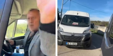 Öğrenci dolu okul servisi şoförünün, trafikte bıçaklı tehdit iddiası