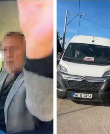 Öğrenci dolu okul servisi şoförünün, trafikte bıçaklı tehdit iddiası