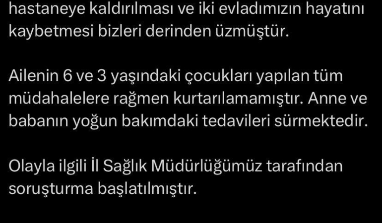 İstanbul İl Sağlık Müdürü Güner: "Ailenin 3 ve 6 yaşlarındaki çocukları yapılan tüm müdahalelere rağmen kurtarılamamıştır"