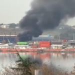 Halkalı Gümrüğü’nde konteyner alev alev yandı