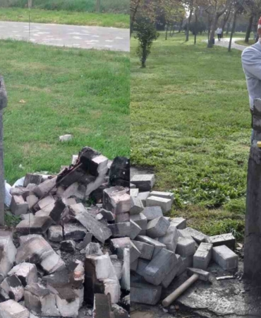 Kamu malına zarar verildi, belediye ekipleri anında müdahale etti