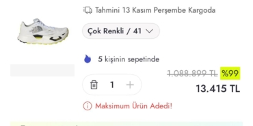 Ayakkabının fiyatını 1 milyon 88 bin lira gösterip 13 bin liraya düşürdüler