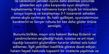 Sarıyer’den, Vanspor maçının hakem heyeti hakkında soruşturma talebi