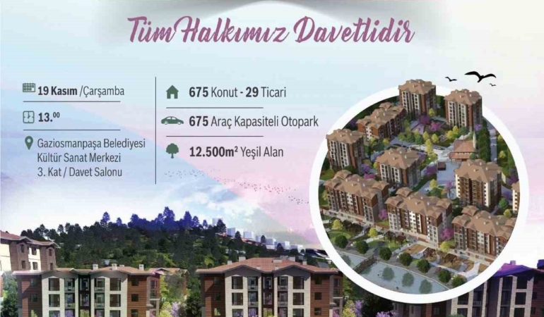 İstanbul Vadi Evleri 1. Kısım 2. Etap Kentsel Dönüşüm Projesi’nin kura çekimi düzenlenecek