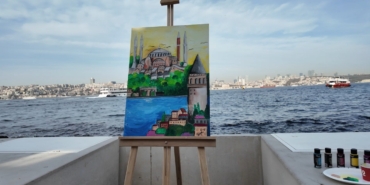 Öğretmenler Kız Kulesi’nden eşsiz İstanbul manzarasını resmetti