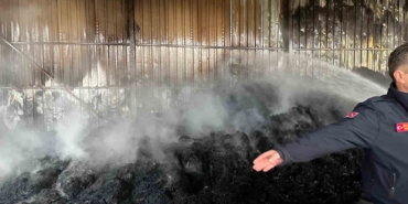 Keşan’da çıkan yangında bin saman balyası yandı