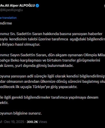 Avukat Ali Alper Alpoğlu’ndan Başkan Saran açıklaması