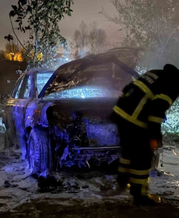 Tarlada park halindeki otomobil alev topuna döndü, geriye demir yığınları kaldı