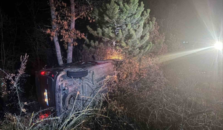 Şarampole uçan araçta bulunan 2 kişi yaralandı