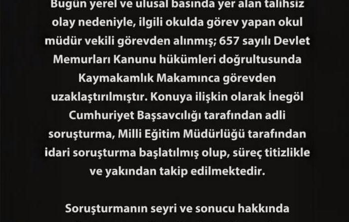 Öğrenciye şiddet uygulayan okul müdürü cumhuriyet savcısına ifade verdi