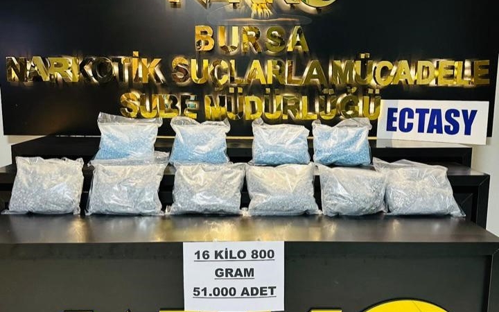 Bursa’da uyuşturucu operasyonu: 51 bin adet extacy ele geçirildi