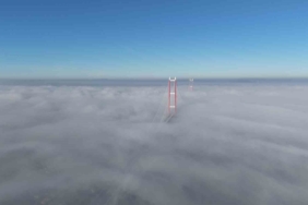 Sis içinde kalan 1915 Çanakkale Köprüsü’nde görsel şölen