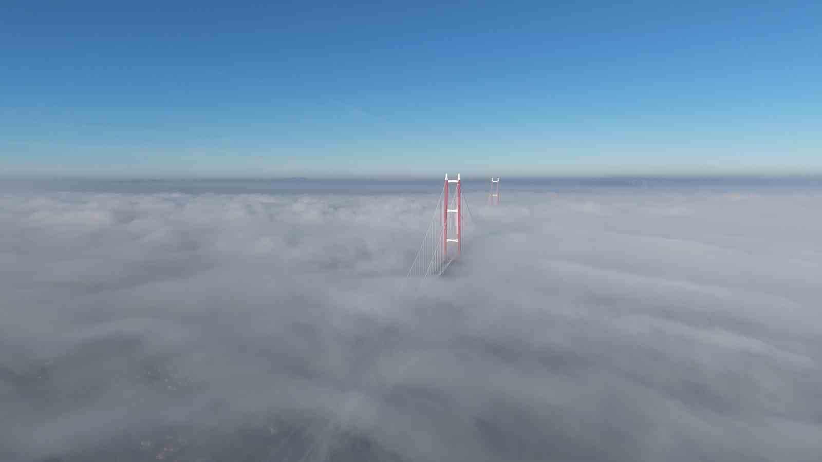 Sis içinde kalan 1915 Çanakkale Köprüsü’nde görsel şölen