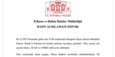 İstanbul Valiliğinden Güngören’deki patlamayla ilgili açıklama: "Doğalgaz kaynaklı olduğu düşünülen patlamada 2 kişi yaralandı"