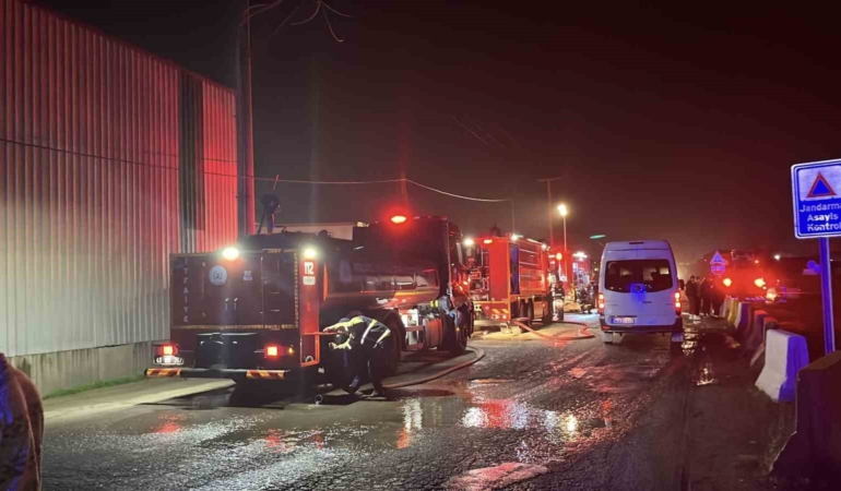 Kocaeli’de geri dönüşüm deposunda yangın: 1 yaralı