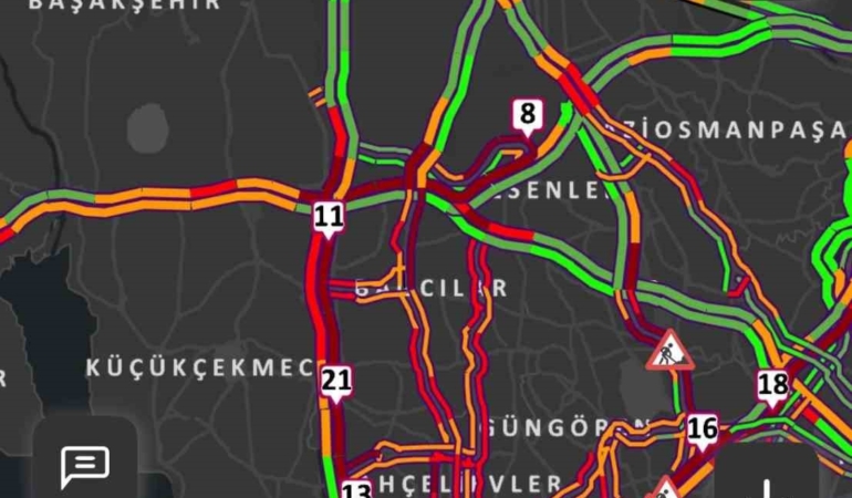 İstanbul’da trafik yoğunluğu akşam saatlerinde yüzde 83’e ulaştı