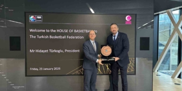 TBF Başkanı Türkoğlu’ndan FIBA Genel Sekreteri Zagklis’e ziyaret