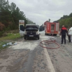 Bilecik’te seyir halindeki ticari araç bir anda alev aldı