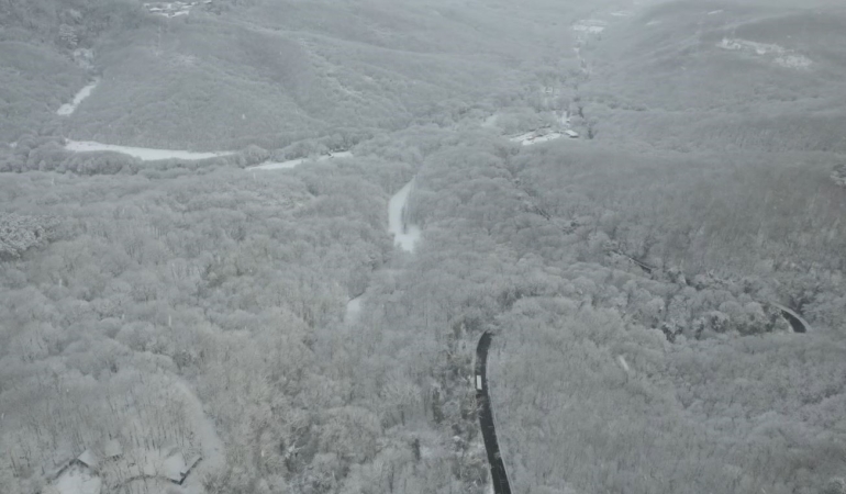 Beyaz örtüyle kaplanan Sarıyer havadan görüntülendi