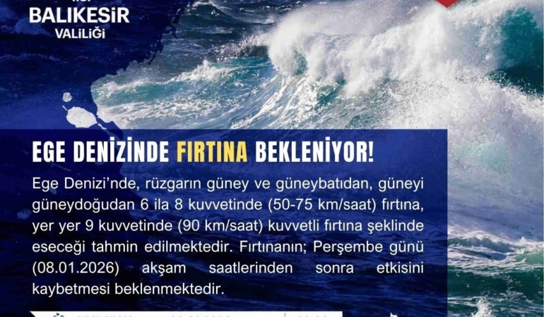 Ege Denizi için fırtına uyarısı