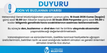 Kırklareli genelinde don ve buzlanma uyarısı: 6 gün sürecek
