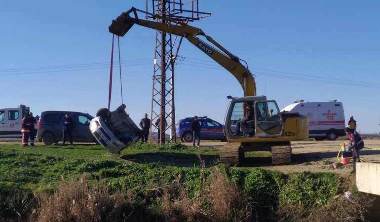 Keşan’da sulama kanalına düşen otomobilin sürücüsü hayatını kaybetti