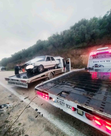 Tirilye-Mudanya kaygan yoldaki kaza ucuz atlatıldı