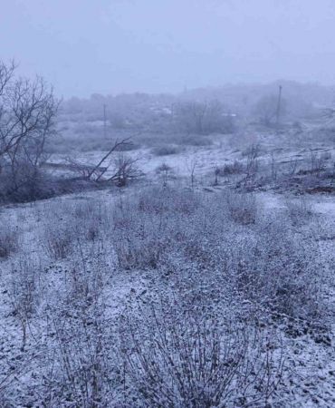 Edirne’nin Hamzabeyli köyünde kar yağışı başladı