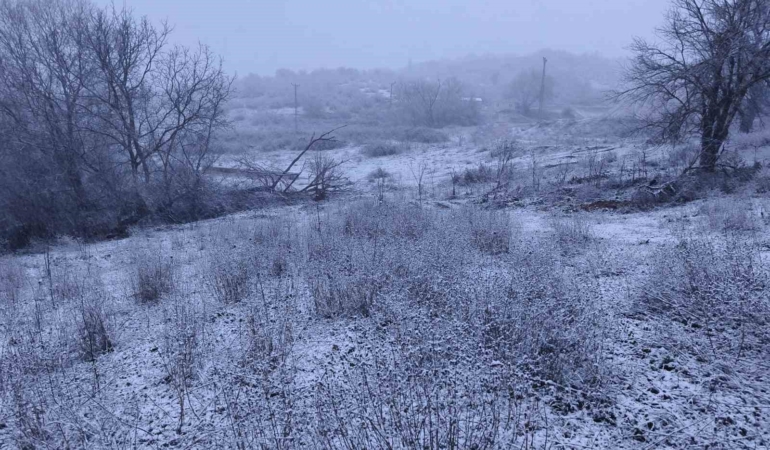 Edirne’nin Hamzabeyli köyünde kar yağışı başladı