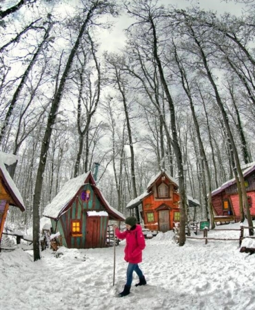 Avrupa’nın en büyük doğal yaşam parkı Ormanya beyaz örtüyle kaplandı