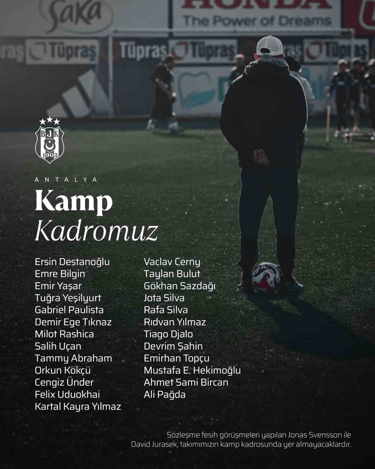 Beşiktaş’ta Antalya kampı kadrosu belli oldu