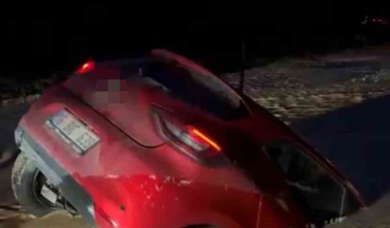 Otomobil bataklığa saplandı, sürücü son anda kurtuldu