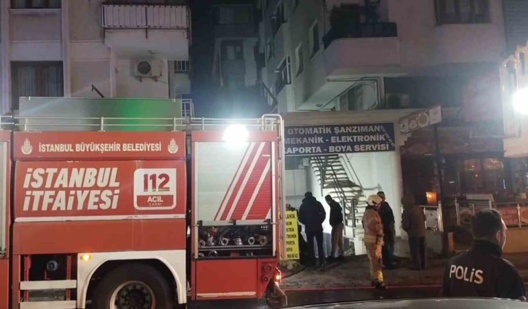 Maltepe’de oto tamirhanesinde korkutan yangın