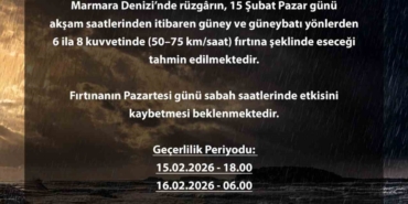 Bursa Valiliğinden Marmara Denizi için fırtına uyarısı