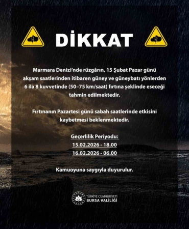 Bursa Valiliğinden Marmara Denizi için fırtına uyarısı