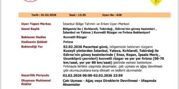 Kırklareli, Tekirdağ ve Edirne için sarı kodlu uyarı