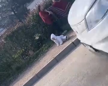 Dilenci kadınların kavgası kamerada: Kucağındaki bebek yere düştü