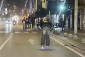 Bursa’da patenli gençlerin tehlikeli yolculuğu