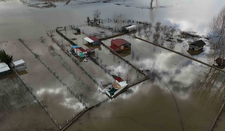 Edirne’de taşkının izleri havadan görüntülendi