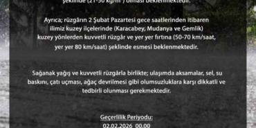 Bursa genelinde kuvvetli sağanak bekleniyor