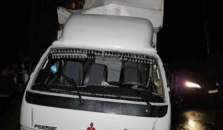 Sarıyer’de seyir halindeki kamyonet yol kenarındaki ağaca çarptı