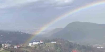 Bursa’da yağmur sonrası gökkuşağı görsel şöleni