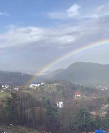 Bursa’da yağmur sonrası gökkuşağı görsel şöleni
